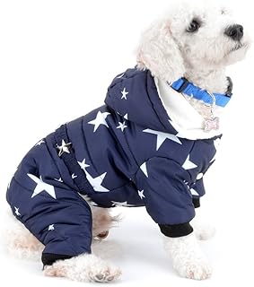 Ranphy Star Print Warm Apparel Small Dog Cat Jumpsuit Outfits Cold Weather Coats Winter Dog Sweatshirt Chihuahua Clothes Puppy Hoodies Blue XXL