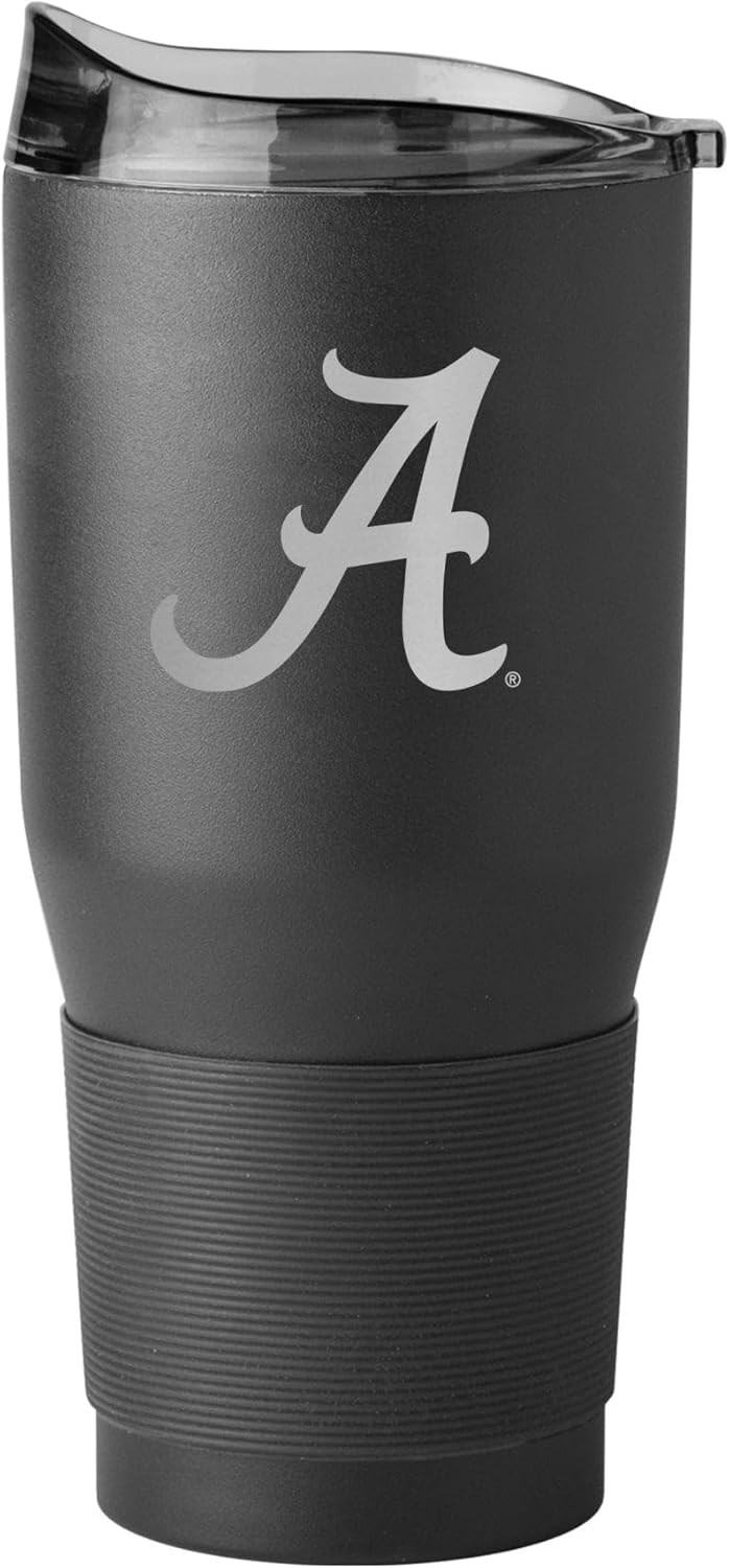 Logo Brands NCAA 30 oz Powder Coat Tumbler - Double-Wall, Vacuum-Insulated Stainless Steel With High-Lip Slider Lid–Keeps Drinks Hot Or Cold For Hours – Ideal For Tailgates & Everyday Use