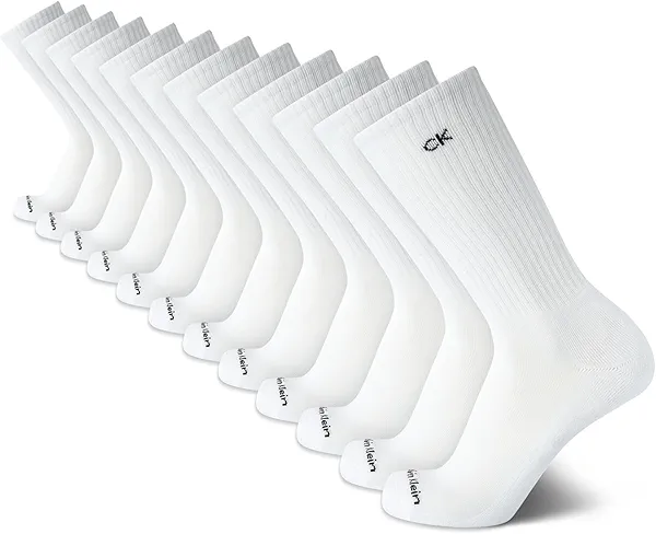 Calvin Klein Mens Crew Socks - 12 Pack Soft Stretch Breathable Athletic Socks for Men for Sports and Running (Size 7-12)