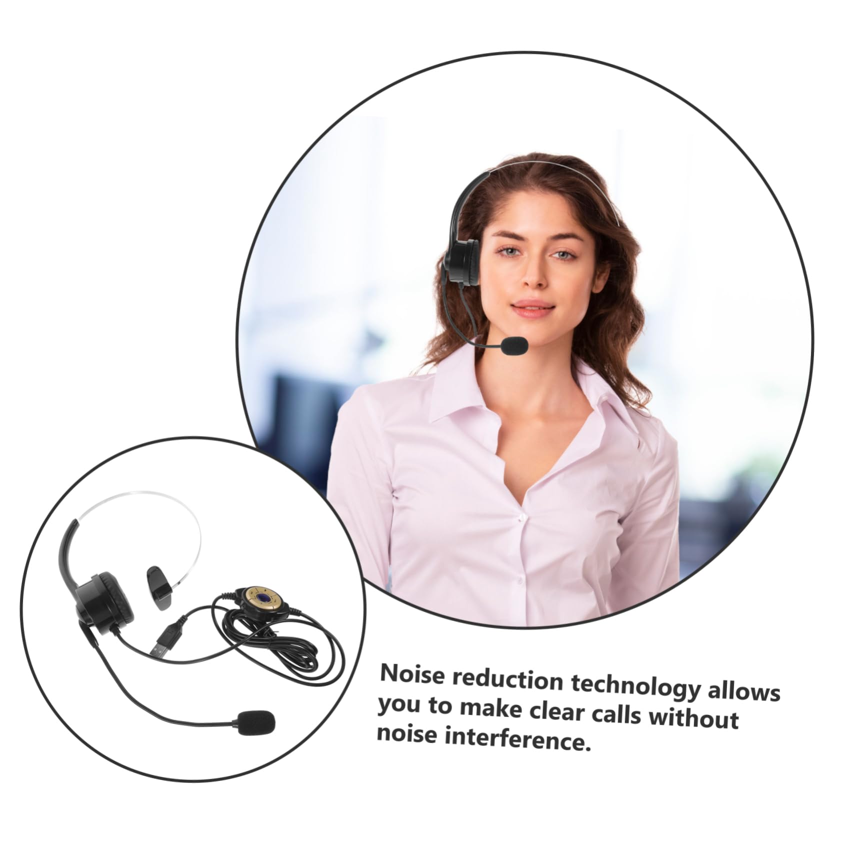 Uonlytech 2pezzi Cuffie Usb Con Microfono Monocanale Per Lavoro Cancellazione Rumore Facile Da Usare Per Conferenze e Corsi Online Design Elegante e Pratico