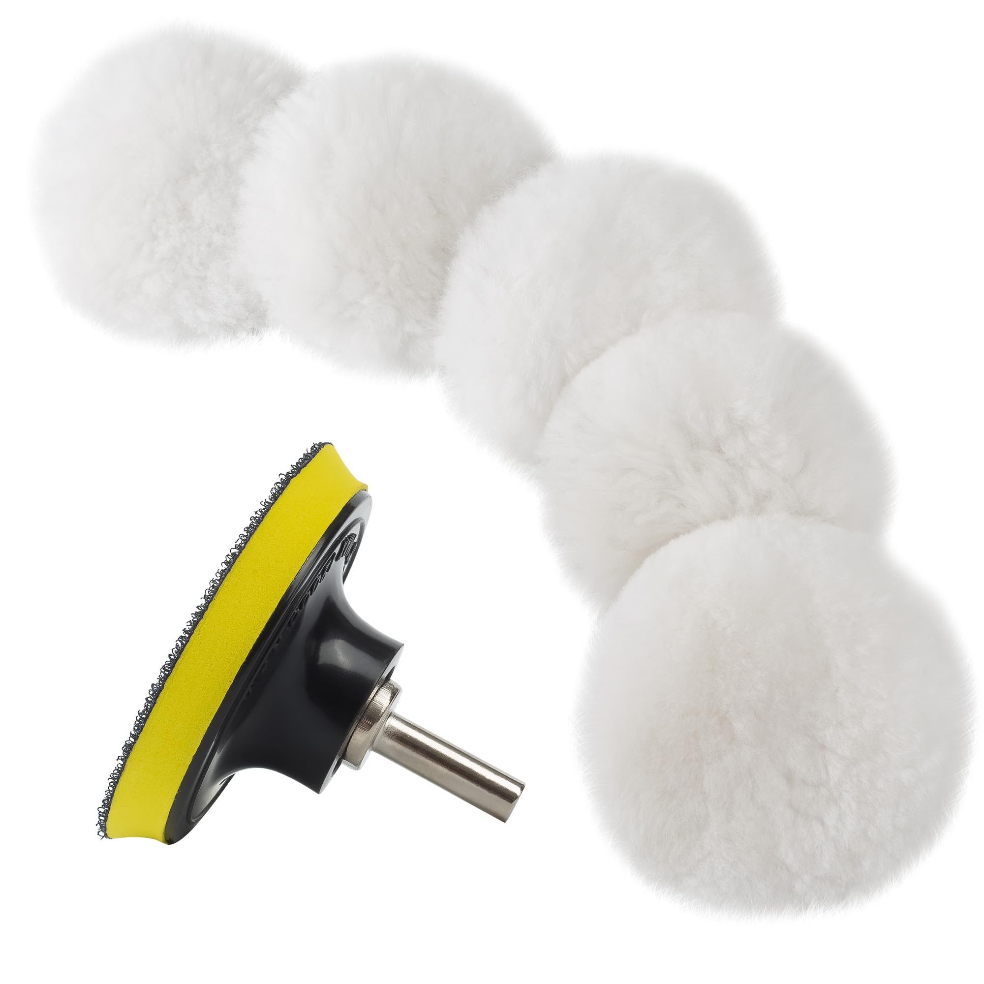 7 almohadillas de pulido de lana de 3 pulgadas para pulidora de taladro con adaptador de taladro M10