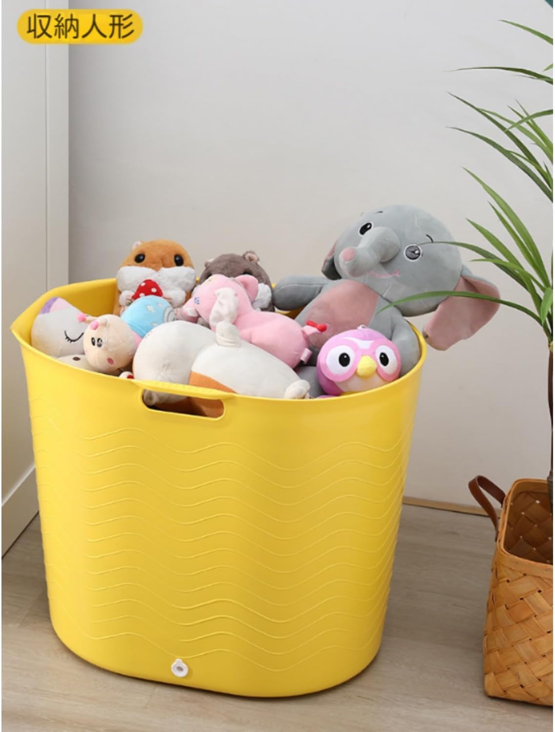 シンプル多機能プラスチック浴槽 ベビー＆子供用スパ浴槽 ポータブル収納浴槽 排水口付き 57*53*46CM イエロー (はドレイン