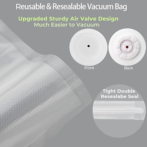 Miniatura 3 de 20 bolsas reutilizables de sellado al vacío para alimentos, compatibles con la mayoría de selladores al vacío de mano, sin BPA, bolsas Sous Vide,