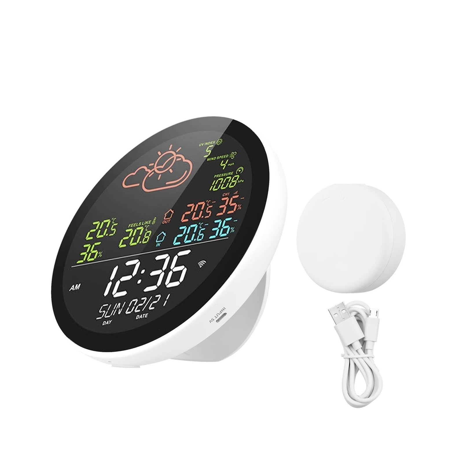 Stazione meteorologica con orologio, misuratore di temperatura e umidità, grande orologio meteorologico, misuratore di temperatura e umidità(With 1 Sensor)