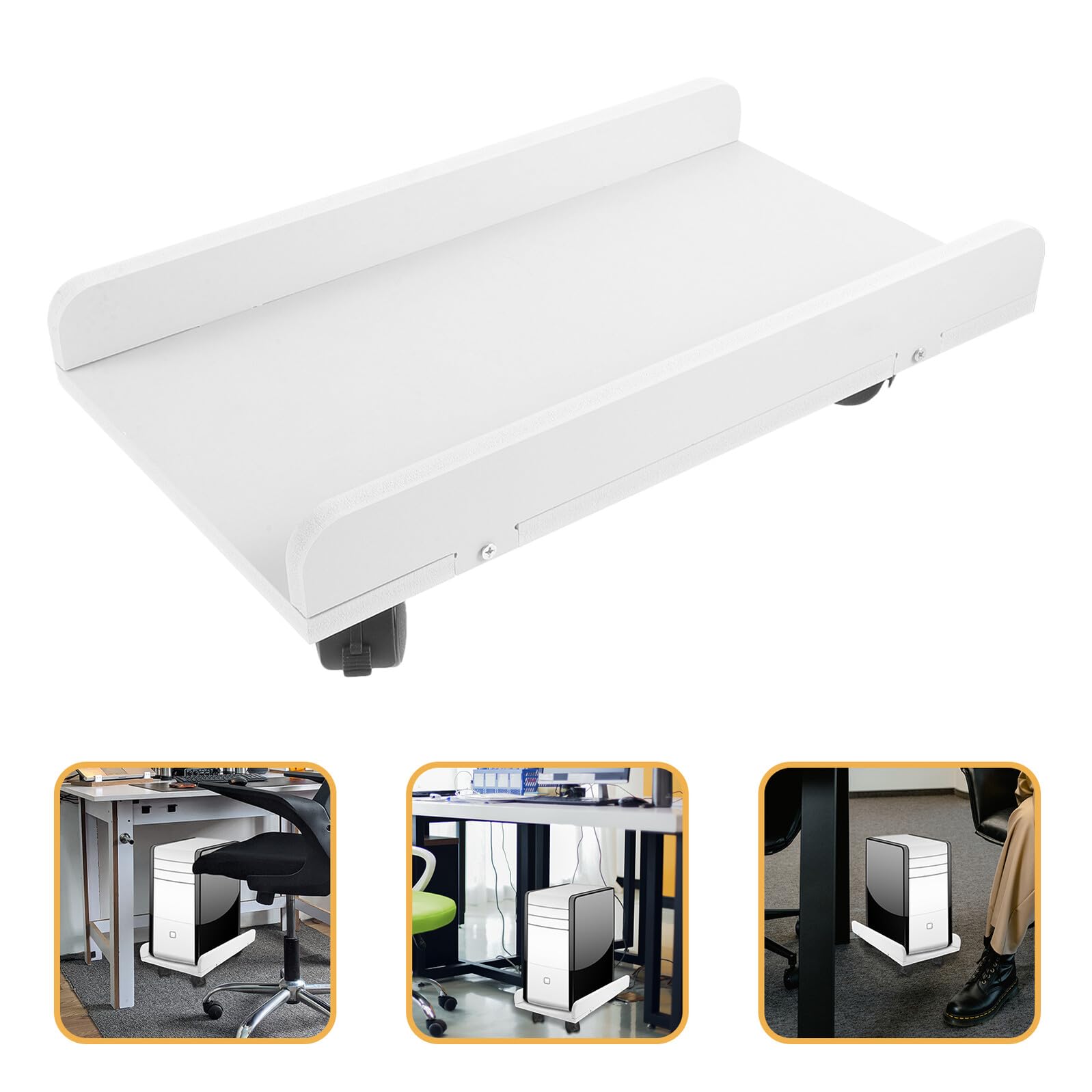 Cabilock Soporte de Piso para Caja de Ordenador Blanco con Ruedas, Resistente Gran Capacidad de Carga para Escritorio de Oficina