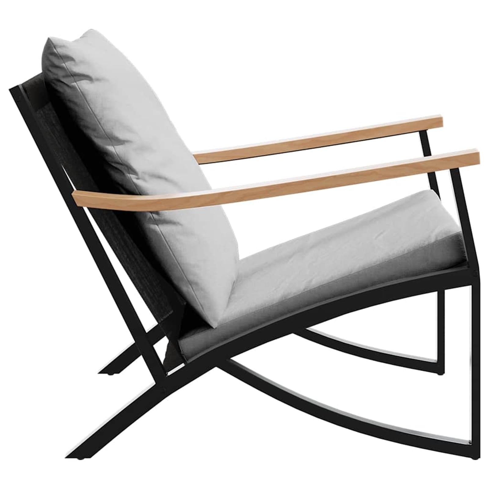 Sedie da giardino con cuscino, 2 pezzi, resistenti, impermeabili e resistenti ai raggi UV, in acciaio verniciato a polvere, nero, 65,5 x 79,5 x 68 cm, per terrazza e giardino