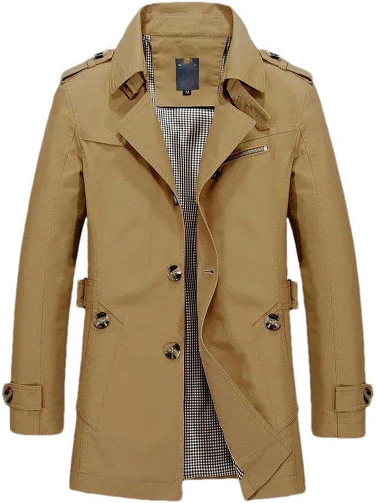 Men's Business Breaker Long Jacket Men's Cotton Breaker Casual Spring and Autumn Men's Suit Streetwear Blazer