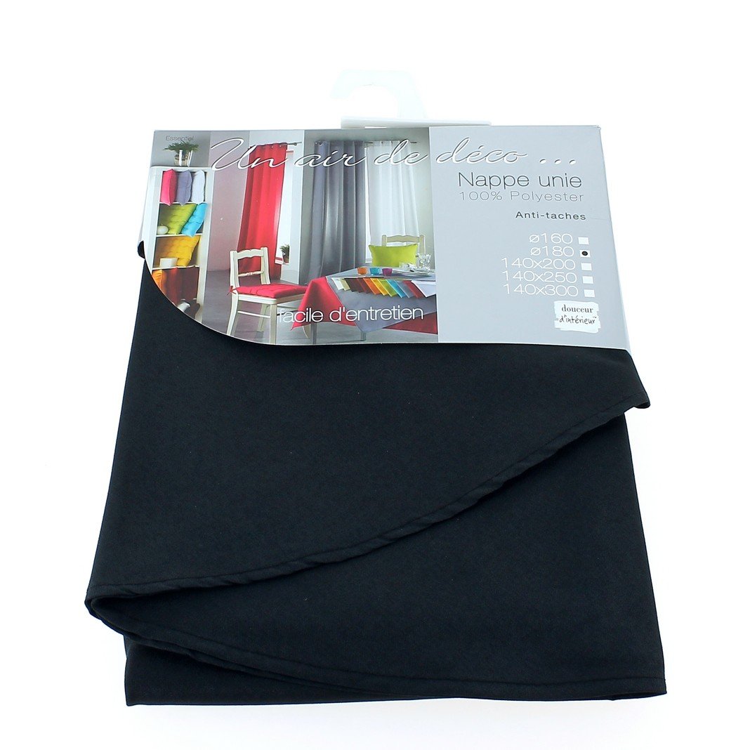 Douceur d'intérieur - 1720378, Tischdecke Rechteckige, 140 X 250 cm, Essentiel, Polyester Unifarben, Schwarz