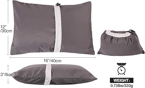 Miniatura 6 de REDCAMP - Almohada para acampar pequeña ligera y compresible, 1 piezas2 piezas de almohada de viaje de franela con funda removible, gris, S