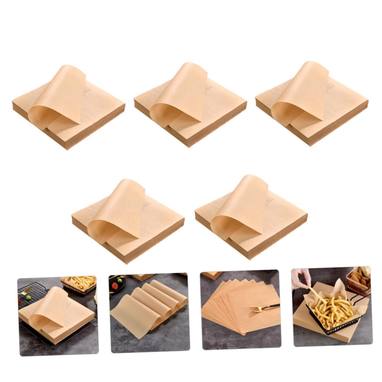 Gadpiparty Tapis Résistant à L'huile en Papier Kraft Naturel 500 Feuilles Antiadhésif Compact pour Cuisson et Apéritifs en Style Américain