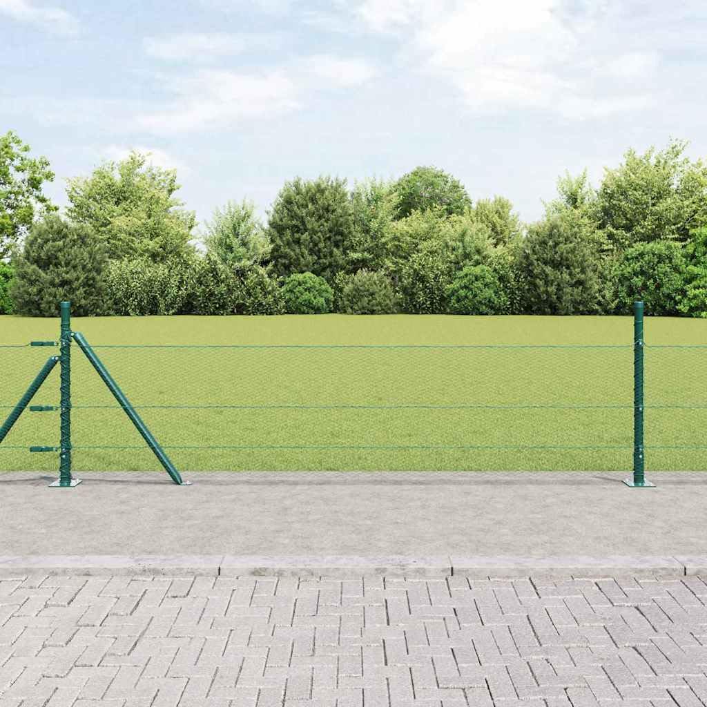 Valla de jardín verde 50 m x 0,5 m de acero recubierto de PVC, incluye 11 postes, diseño moderno, resistente a la intemperie, para jardín, balcón, recinto para perros