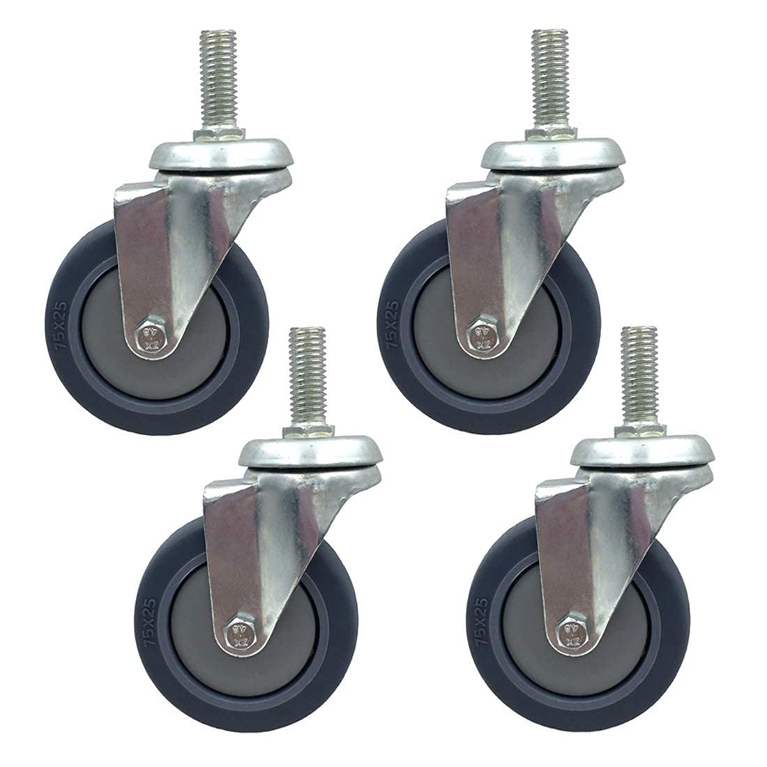 Roulettes robustes 3" pivotantes en caoutchouc haute résistance pour meuble