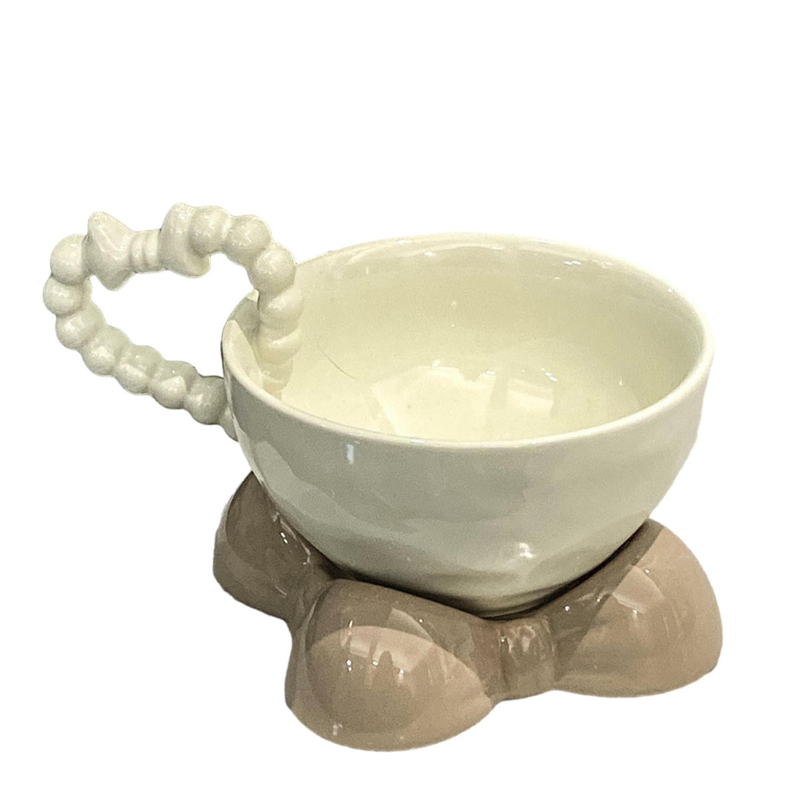 300Ml/10oz Creative and Cute Ceramic Coffee Cup, Simple Home Drinking Water Buffalo Milk Cup - Cream Color, Dish Coffee Color