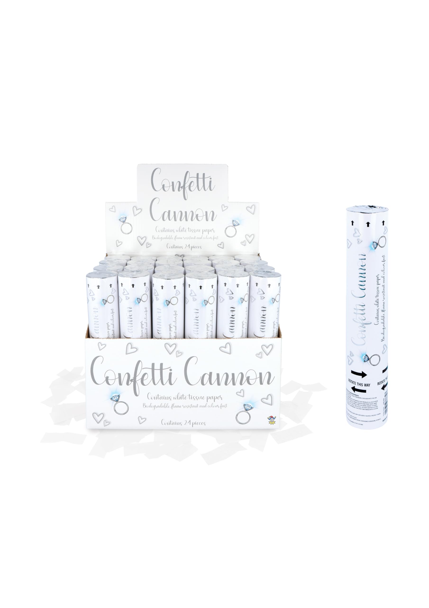 Henbrandt 12 x White Paper Confetti Cannons with White Biodegradable Paper 20cm Confetti Shooters for Wedding Celebration Birthday Party Baby Shower Decorations