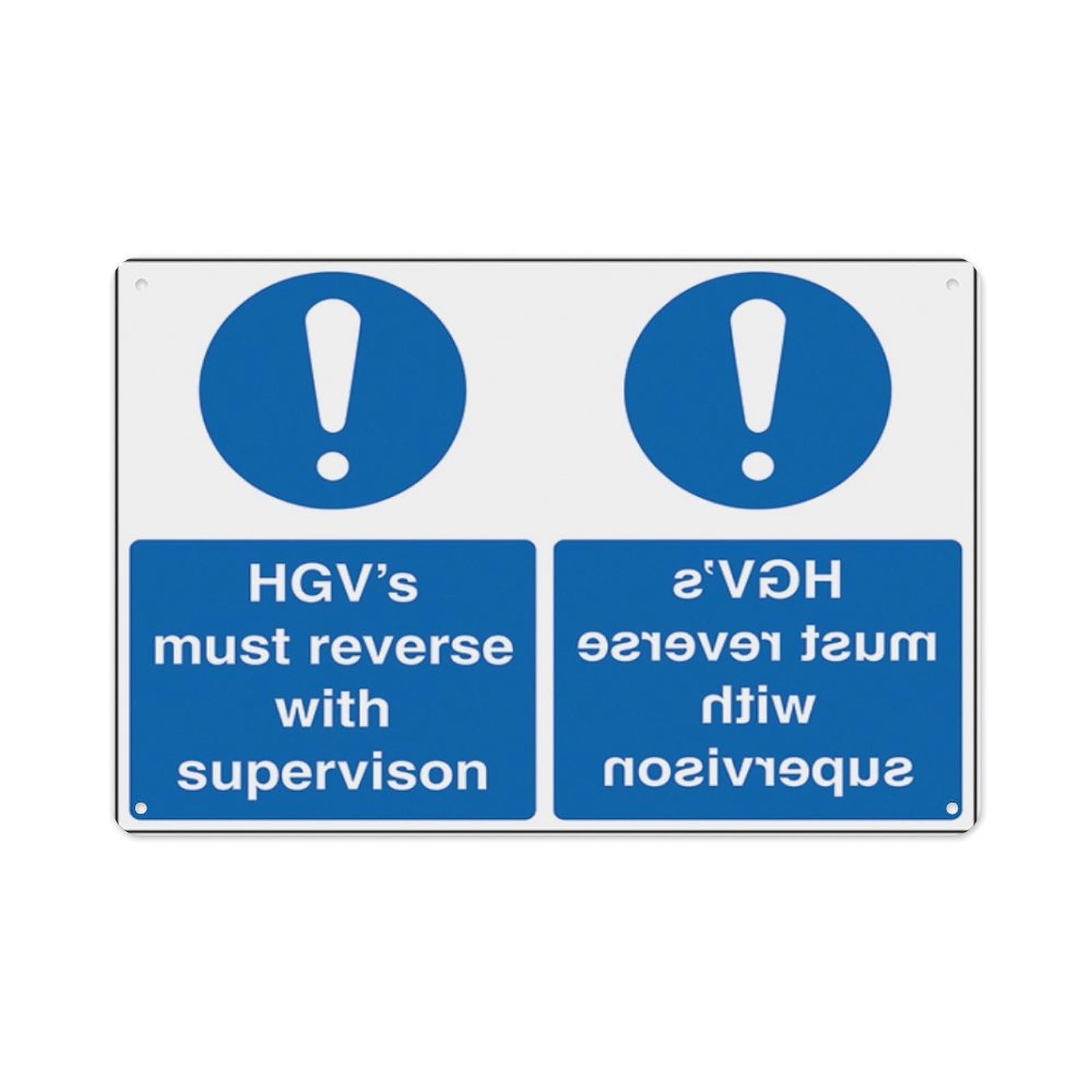 peiyeety Hgv'S Must Reverse With Supervision - Mirrored Aluminum Tin Warning Signs For Home Outdoor Garden 8X12 Inches