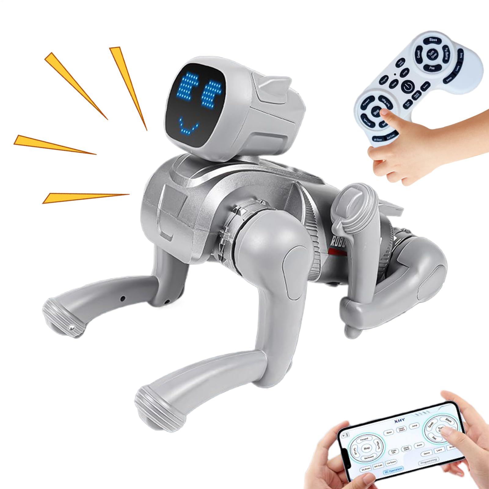 Cachorro Robot Juguetes Educativos Realistas Con Voz Interactiva | Perro Robot Acrobacias Cara LED Chicos Chicas Interior Hogar Aula Preescolar Cumpleaños Vacaciones Navidad Día Del Niño