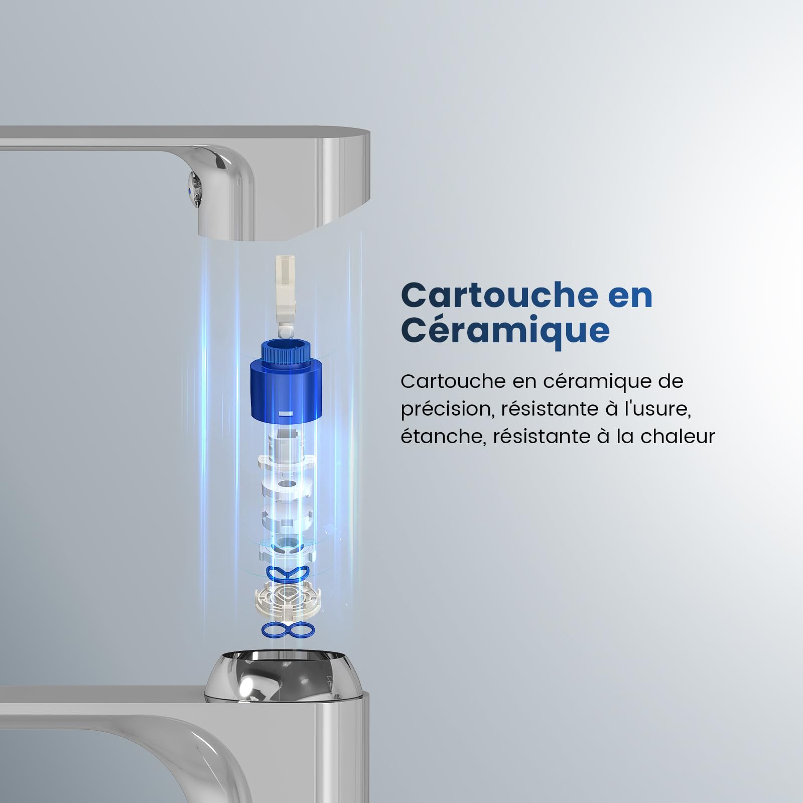EMKE - Grifo de baño cromado, mezclador de latón con cartucho de cerámica y aireador, instalación fácil, 269x215x49 mm, grifo de lavabo duradero, ahorro de agua