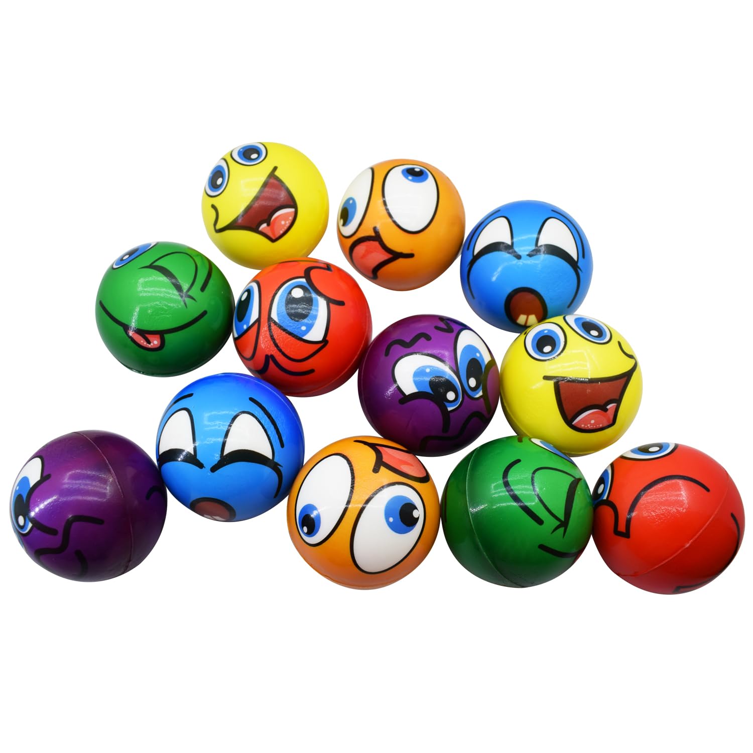 Asera 12 Pcs Multi Colored Printed Face Expression Soft Sponge Balls for Kids –Stress Relief Fun Indoor Outdoor Play Birthday Return Gift - Image 4 thumbnail