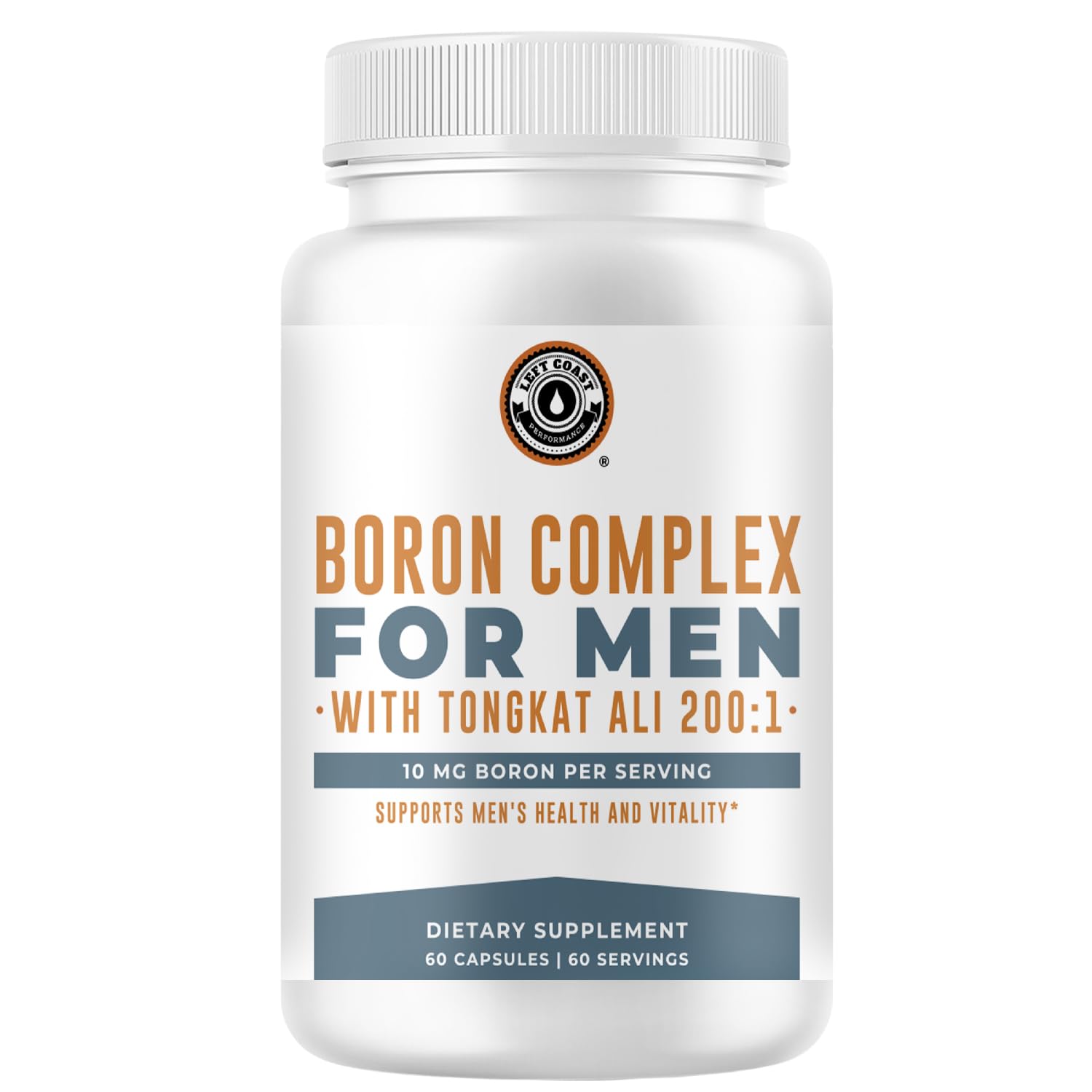 Boron Supplement For Men With Tongkat Ali - Vitamin D3, Zinc Picolinate 30mg, Longjack Tongkat Ali For Men - Boron Citrate 10mg For Men’s Health - Non GMO, Gluten Free, No Allergens - 60 Count