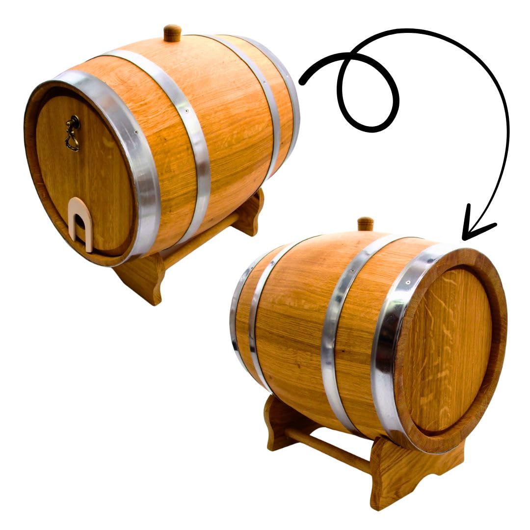 Tonneau en Chêne Bag in Box – Distributeur élégant pour Boissons, Fût en Chêne, Barrique en Bois