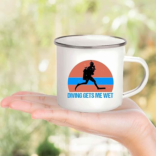 Miniatura 5 de Funny Gift Scuba Diving Enthusiast Gift, Great Anniversary Present For An Uncle - Gets Me Wet 11 Quote On 12oz Enamel Silver Mug