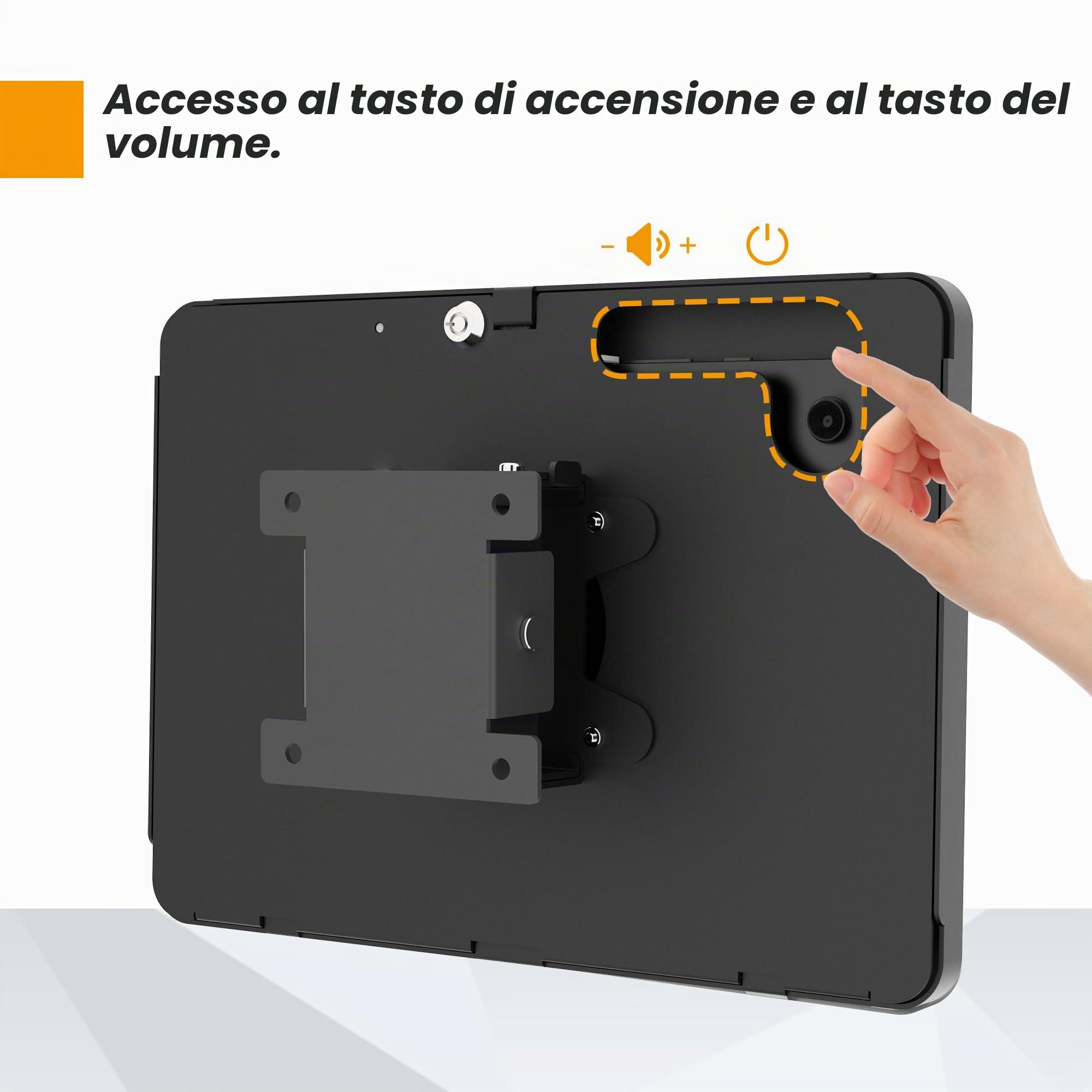 Supporto da parete per tablet compatibile con Samsung Galaxy Tab A11+, Tab A9+, antifurto con serratura, interamente in metallo, inclinabile - BSW101BJ