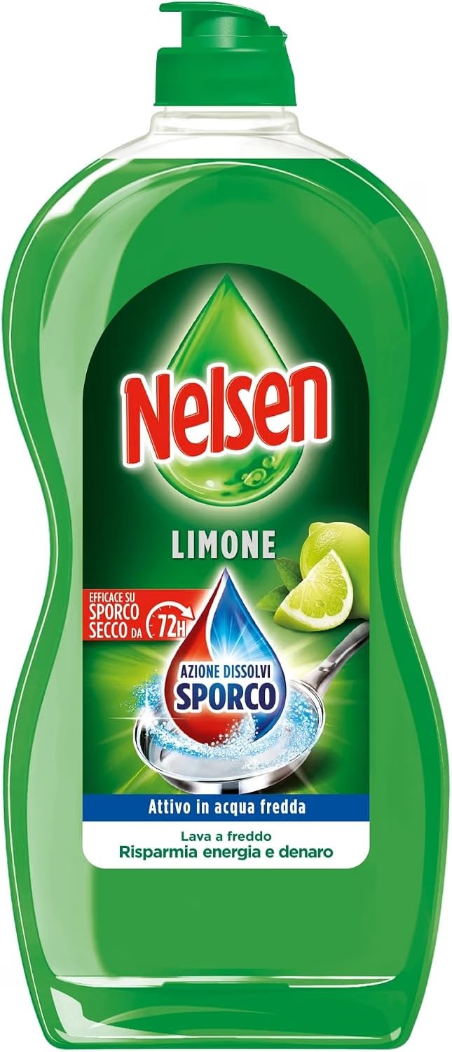 12 Pezzi Detersivo Piatti Limone 900ml Sgrassante Sporco Secco 10,8 Litri