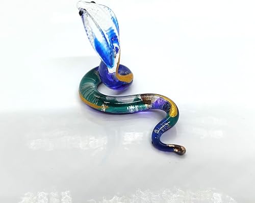 Miniatura 2 de Sansukjai Tiny Snake - Figuras de arte de cristal soplado a mano animales coleccionables decoración del hogar azul y verde