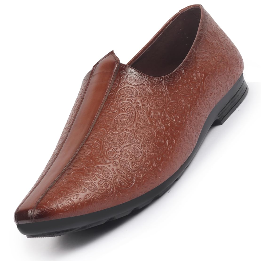 FAUSTO Basics Mens Textured Floral Prints Slip On Ethnic Juttis and Mojaris (Tan, Numeric_9) (B0B638SK5C) Amazon Price History, Amazon Price Tracker