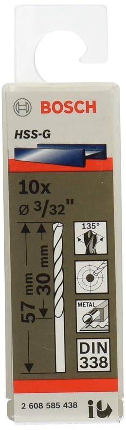Bosch Professional Metal Drill Bits HSS-G, DIN 338, 3/32