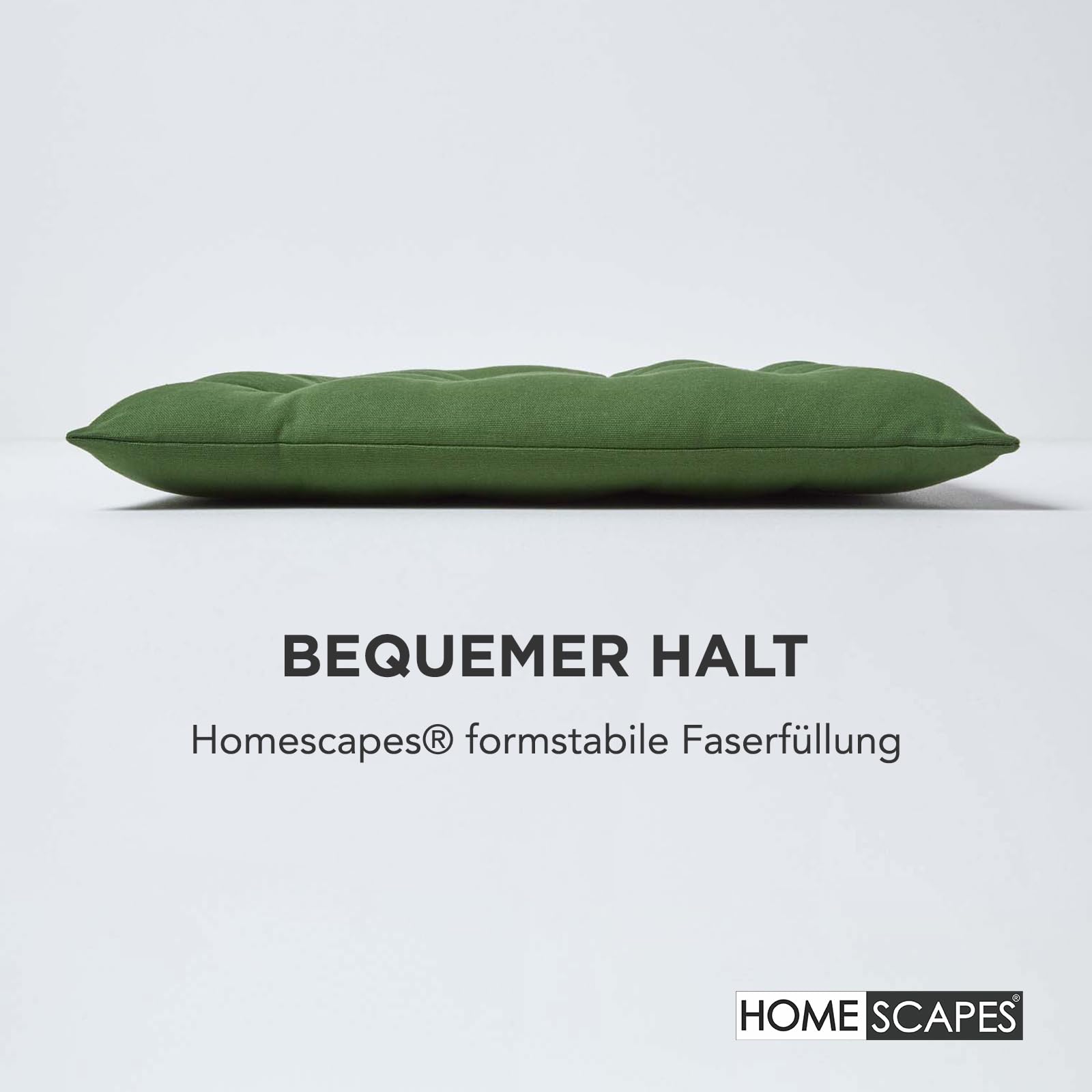 Homescapes 6er Set Stuhlkissen 40x40 cm olivgrün – Sitzkissen Outdoor/Indoor mit Baumwollbezug, Sitzpolster waschbar und Oeko-TEX-Zertifiziert für Esszimmer-, Küchen- & Gartenstühle