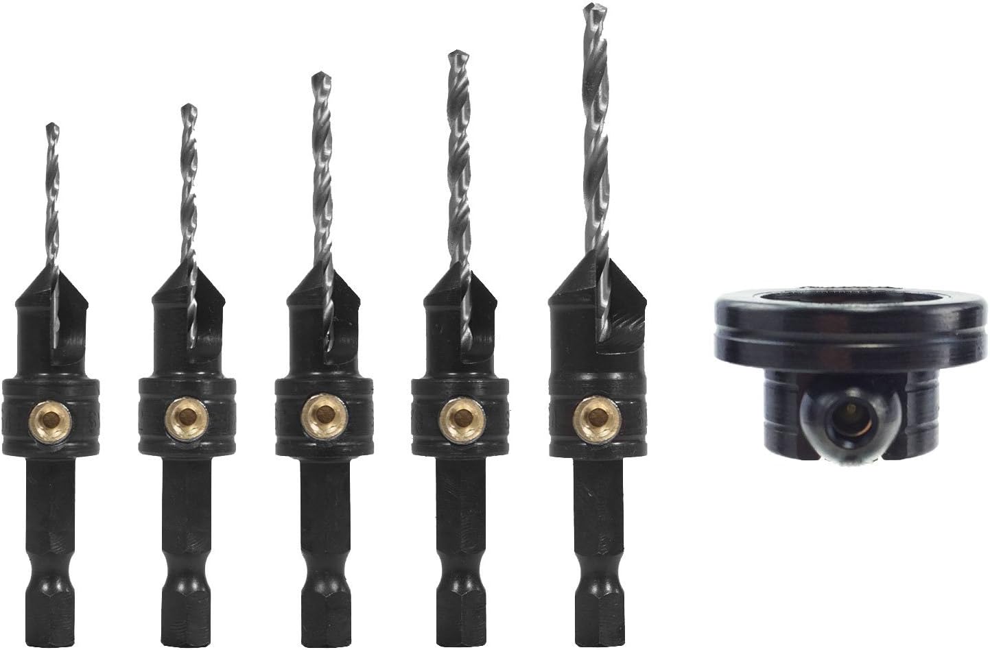 Snappy Tools QuickChange 5Pc. Countersink Drill Bit Set with Rotating
