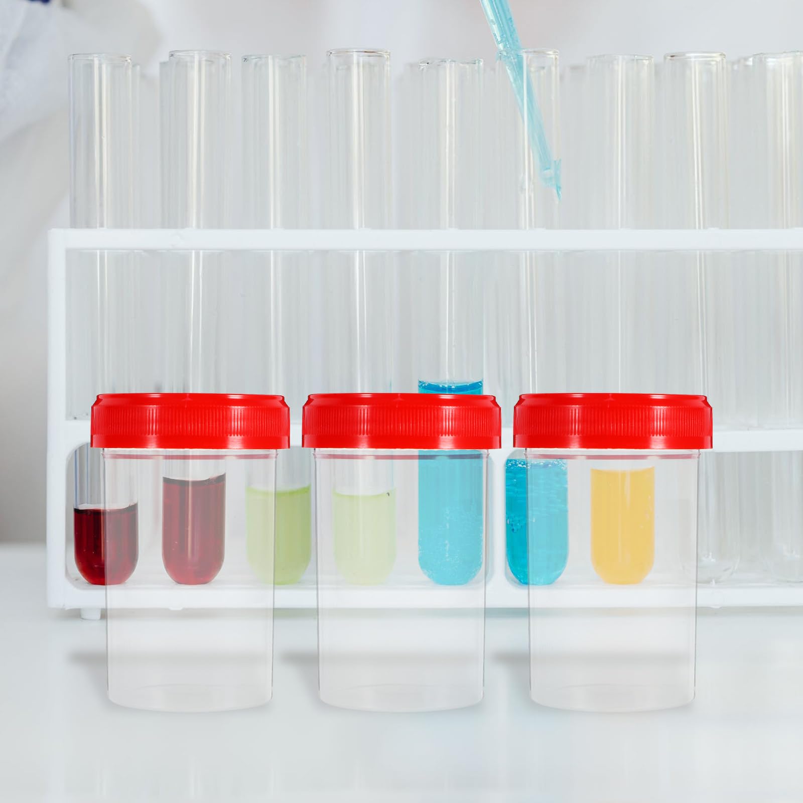 POPETPOP 20 Stück Sterile Probenbecher 60 Ml Mit Schraubdeckel Lecksicher Urinbehälter Für Medizinisches Labor Probenahme Und Flüssigkeitsentnahme