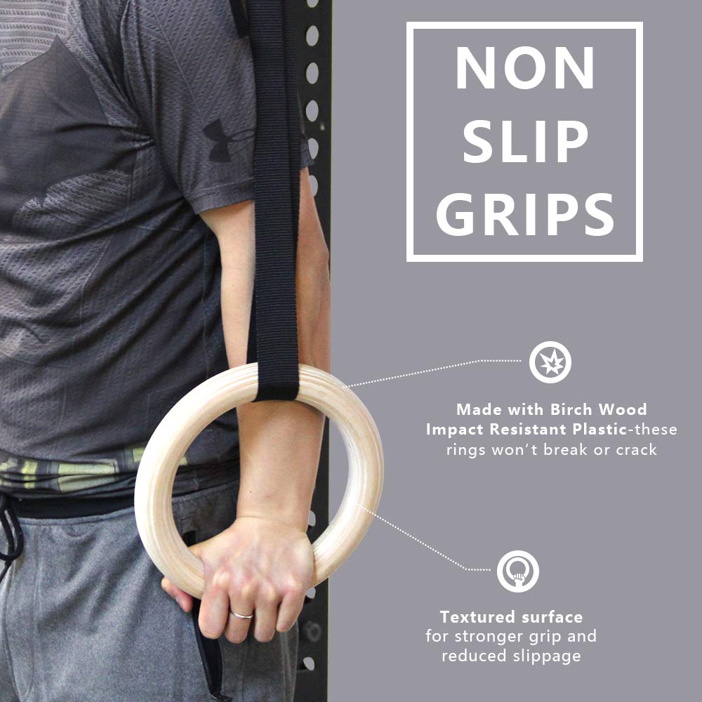 Anelli Da Ginnastica Gravity Fitness In Legno Di Betulla: Cinghie Spesse 38 Mm, Regolabili, Resistenza Fino A 400 Kg