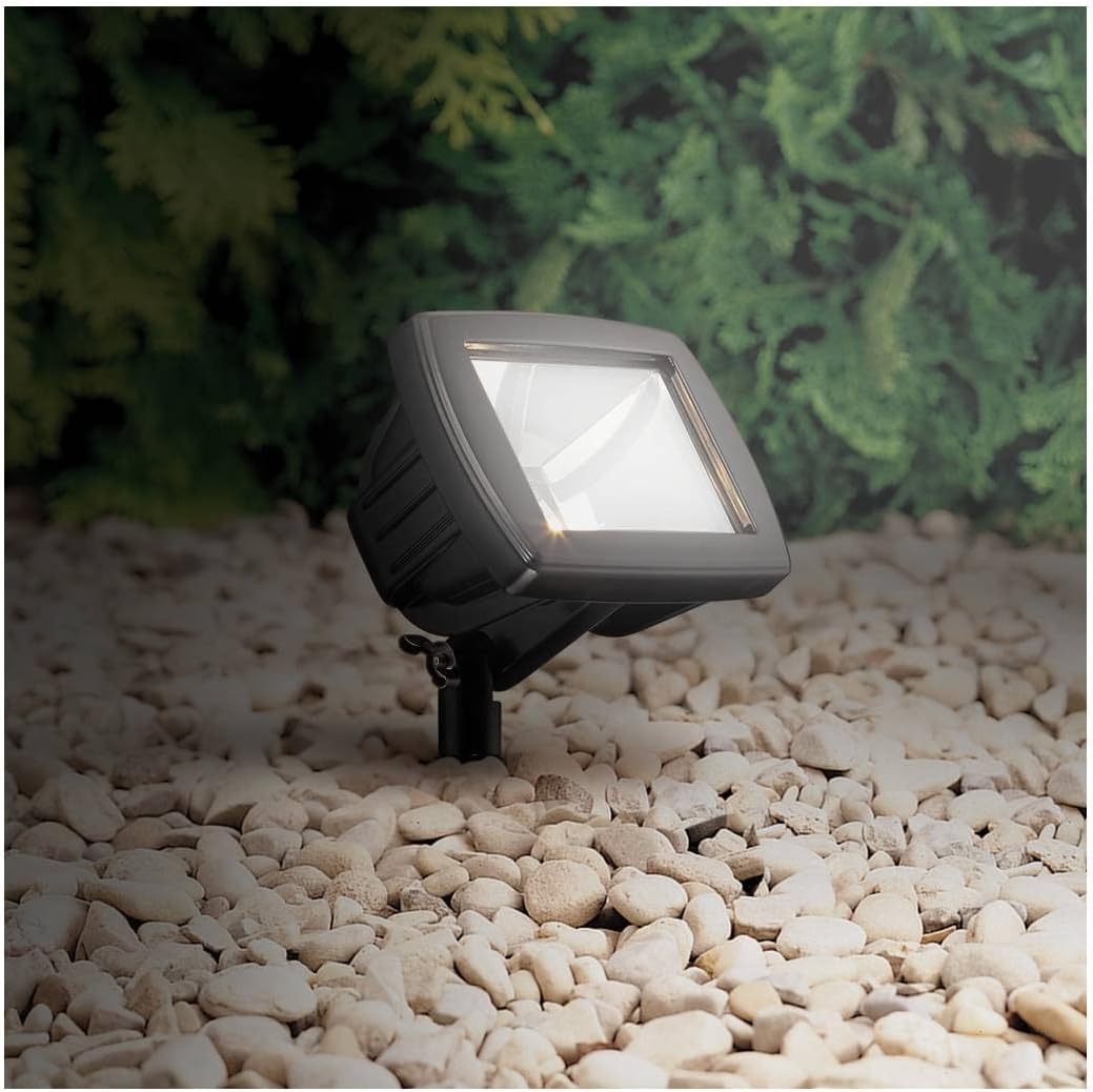 John Timberland Libra 4" High Traditional Outdoor Landscape Flood Light Porch House Exterior Outside Low Voltage LED Bulb Weatherproof Black Aluminum Glass Shade Front Door Patio Garage Home