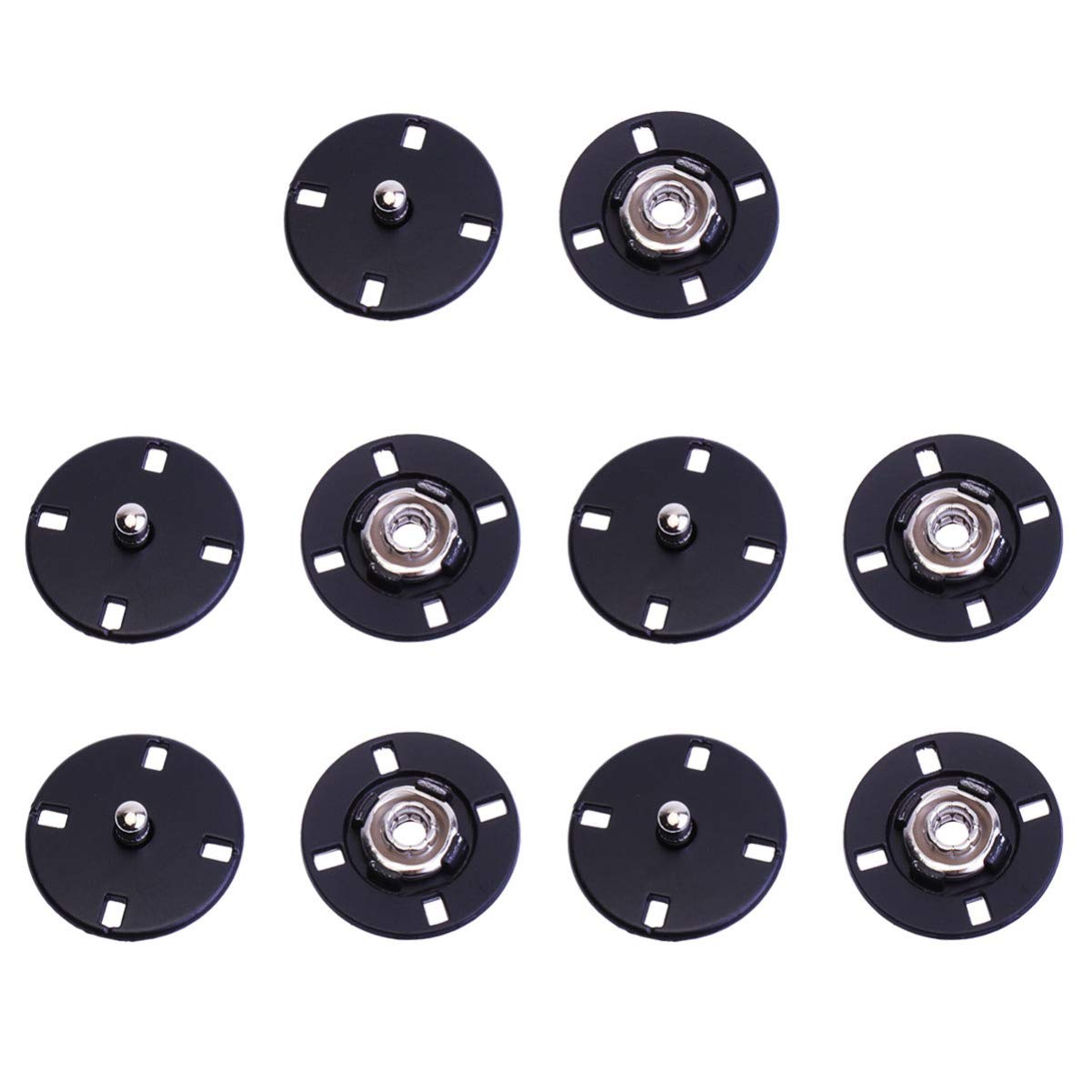 Metal Buttons Magnetic Buttons 10pcs Sew On Snap Buttons Metal Snap Fasteners Press Studs Buttons for Sewing Lether DIY Craft Black Metal Snaps Upholstery Buttons