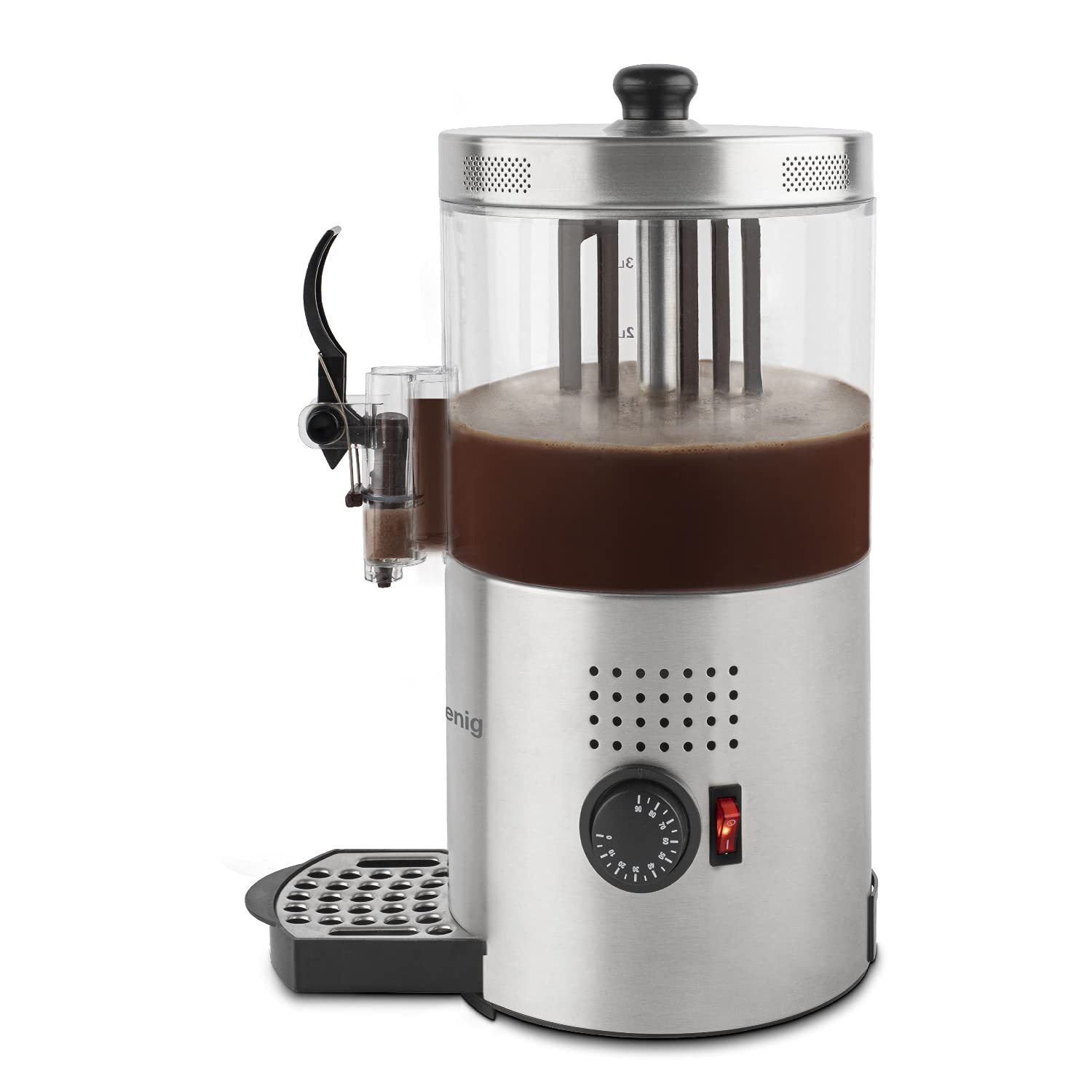H.Koenig SHK800 Maquina Dispensadora de Chocolate, Capacidad 3L, Diseño en Acero Inoxidable, Temperatura Entre 90ºC y 120ºC, 1200W