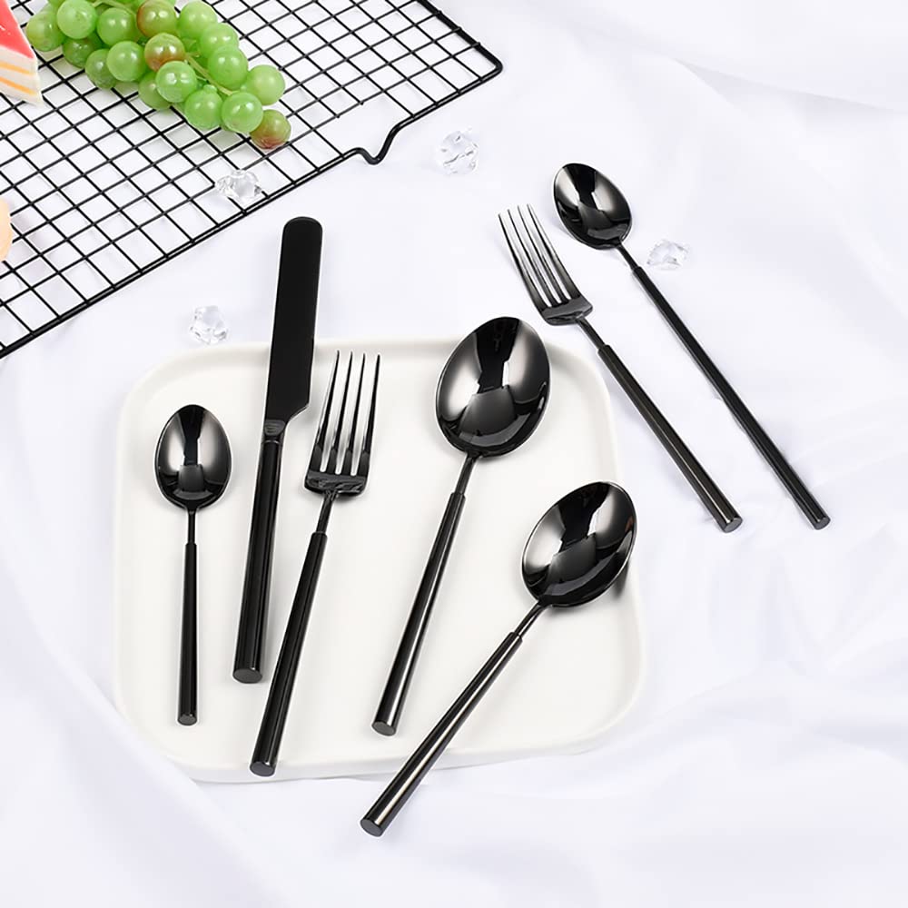 Juego de Cubiertos de Acero Inoxidable Negro Mate, Utensilios para el hogar y el Restaurante, vajilla Apta para lavavajillas