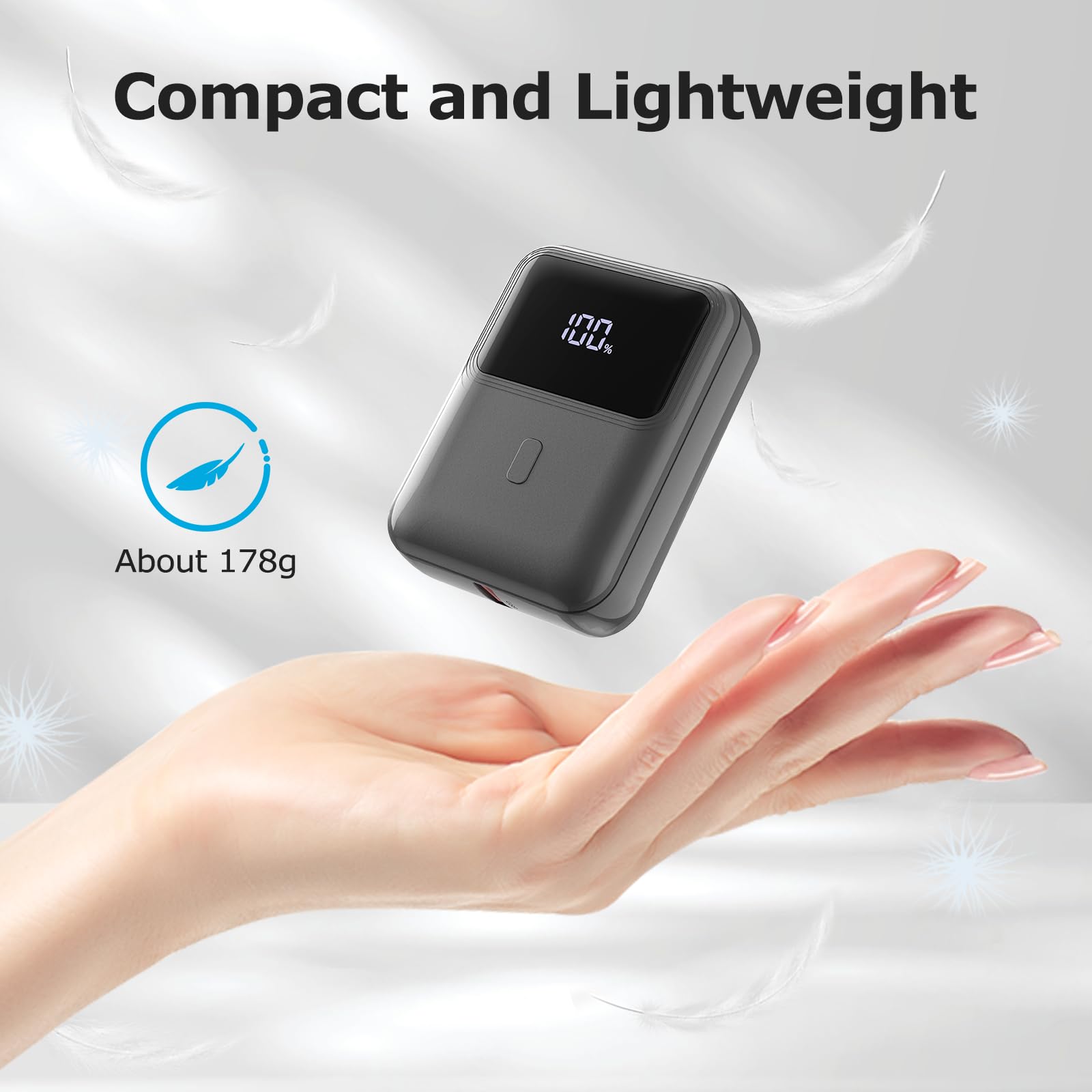 Hganus Power Bank 10000mAh 22.5W Ultra Sottile & Leggero Ricarica Rapida Powerbank PD3.0 QC4.0 Ricarica Rapida Batteria per iPhone 15 14 13 12 Pro Max Mini Plus Samsung S23 S22 iPad etc(nero)