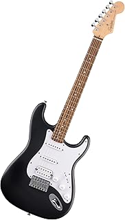 Fender Squier Debut Series Stratocaster HT HSS - Guitarra eléctrica, guitarra para principiantes, incluye lecciones gratuitas, color negro con acabado de uretano satinado