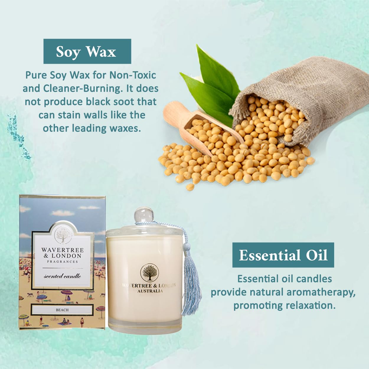 Amazon.com: Wavertree & London Organic Beach Scent Soy Wax Candle