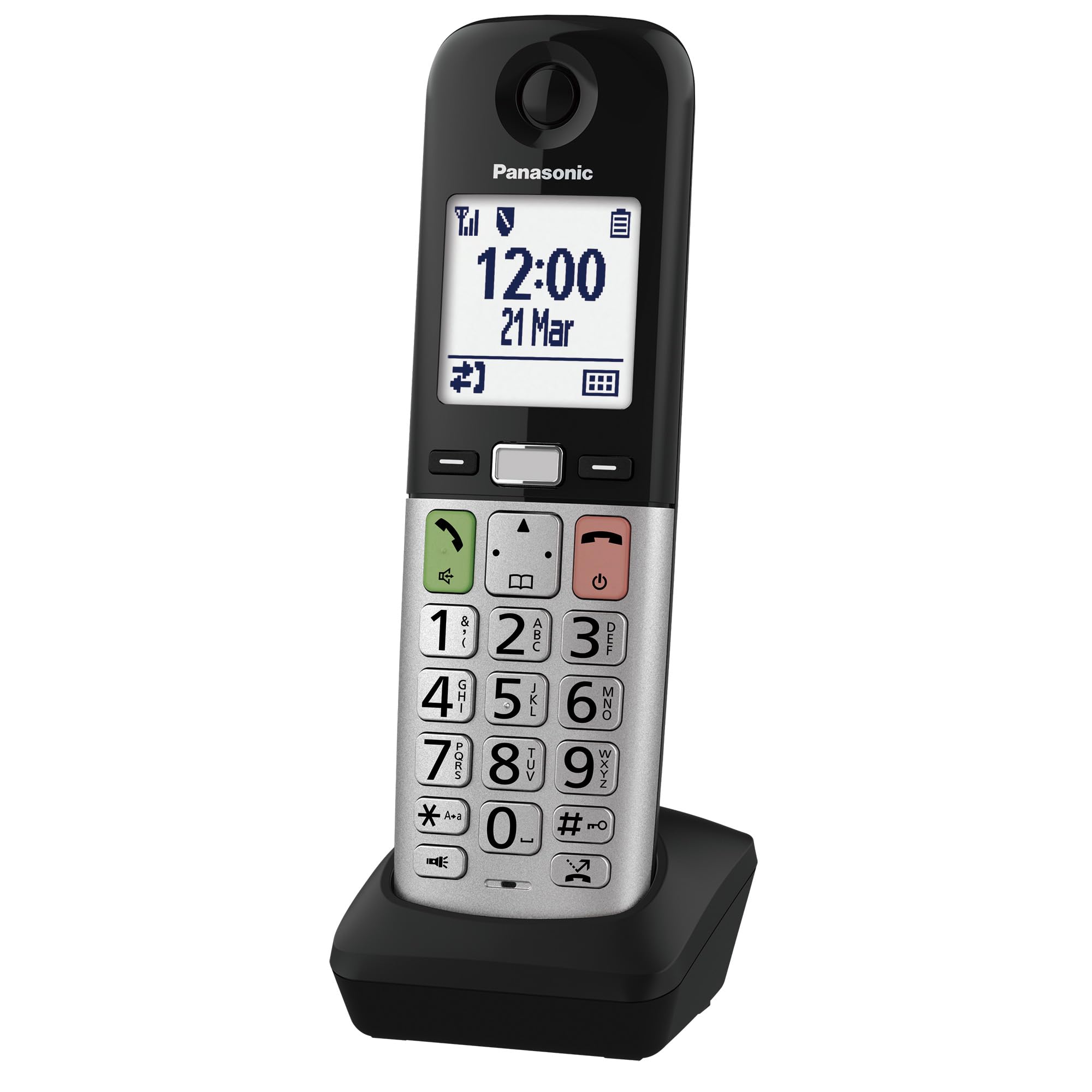 Panasonic KX-TGUA40EXB zusätzliches Mobilteil für Digitale Schnurlostelefone KX-TGU430/KX-TGU410, LCD-Display, FavoritenTaste,extra laut,hörgerätekompatibel, Hauptgerät erforderlich, Schwarz & Silber