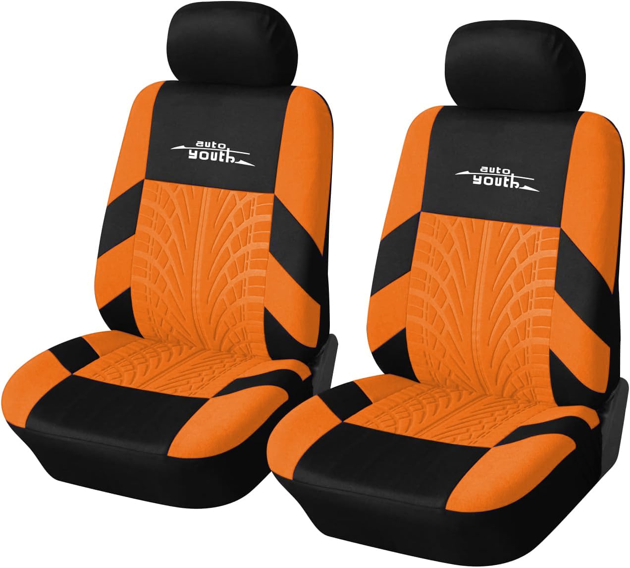 AUTOYOUTH Autositzbezüge für Vordersitze, atmungsaktiv und waschbar, Schalensitzbezüge für Autos, LKW, Geländewagen, Vans, Airbag-kompatible Automobil-Innenbezüge, Orange