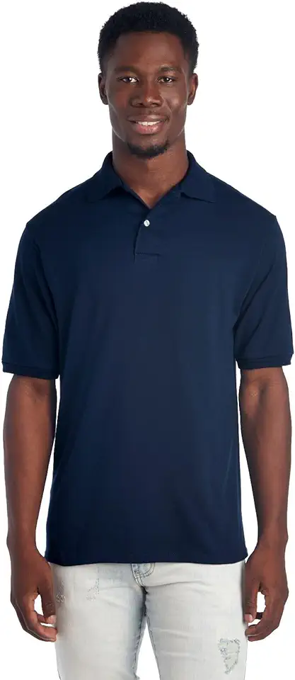 Jerzees Men's Short Sleeve Polo Shirts, Cotton Blend, Two Button Closure, Regular Fit, Sizes S-5x OEKO-TEX STANDARD 100