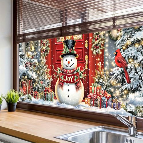 HOMETITUTE película de ventana Navidad muñeco de nieve 39.3×17.7 in miniatura 4