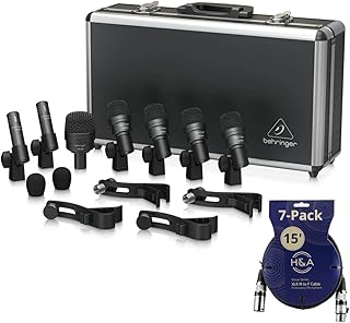 Behringer BC1200 Professional 7-Piece Drum Microphone Set for Studio and Live Applications Bundle with 7-Pack XLR Cables