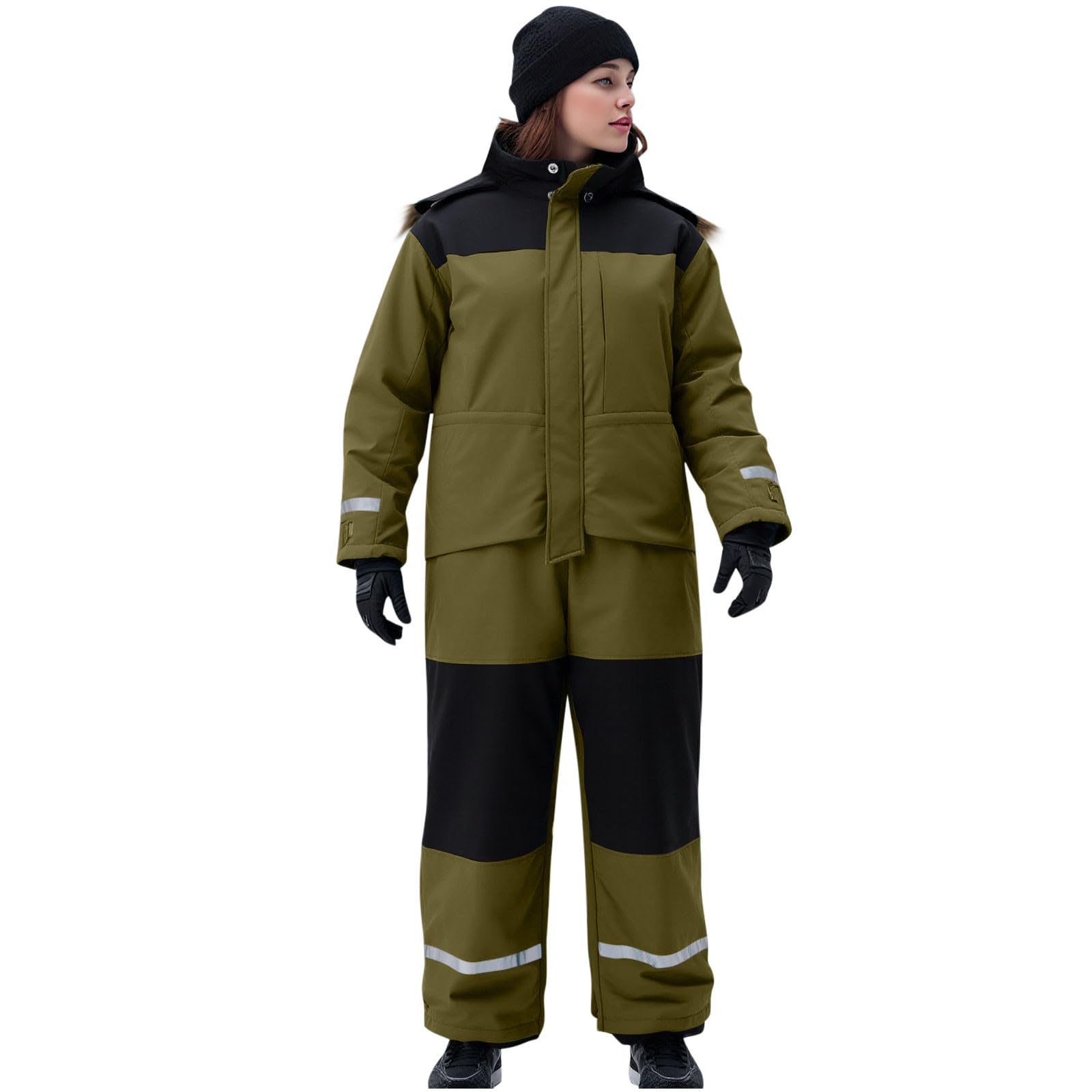 EMATOP Schneeanzug Damen Herren Warm Gefüttert Skioverall Winter Sport Einteiler Skianzug Wasserdicht Winddicht Schneeoverall Outdoor Skifahren Sätze Einfarbig Reißverschluss Jumpsuit Overall
