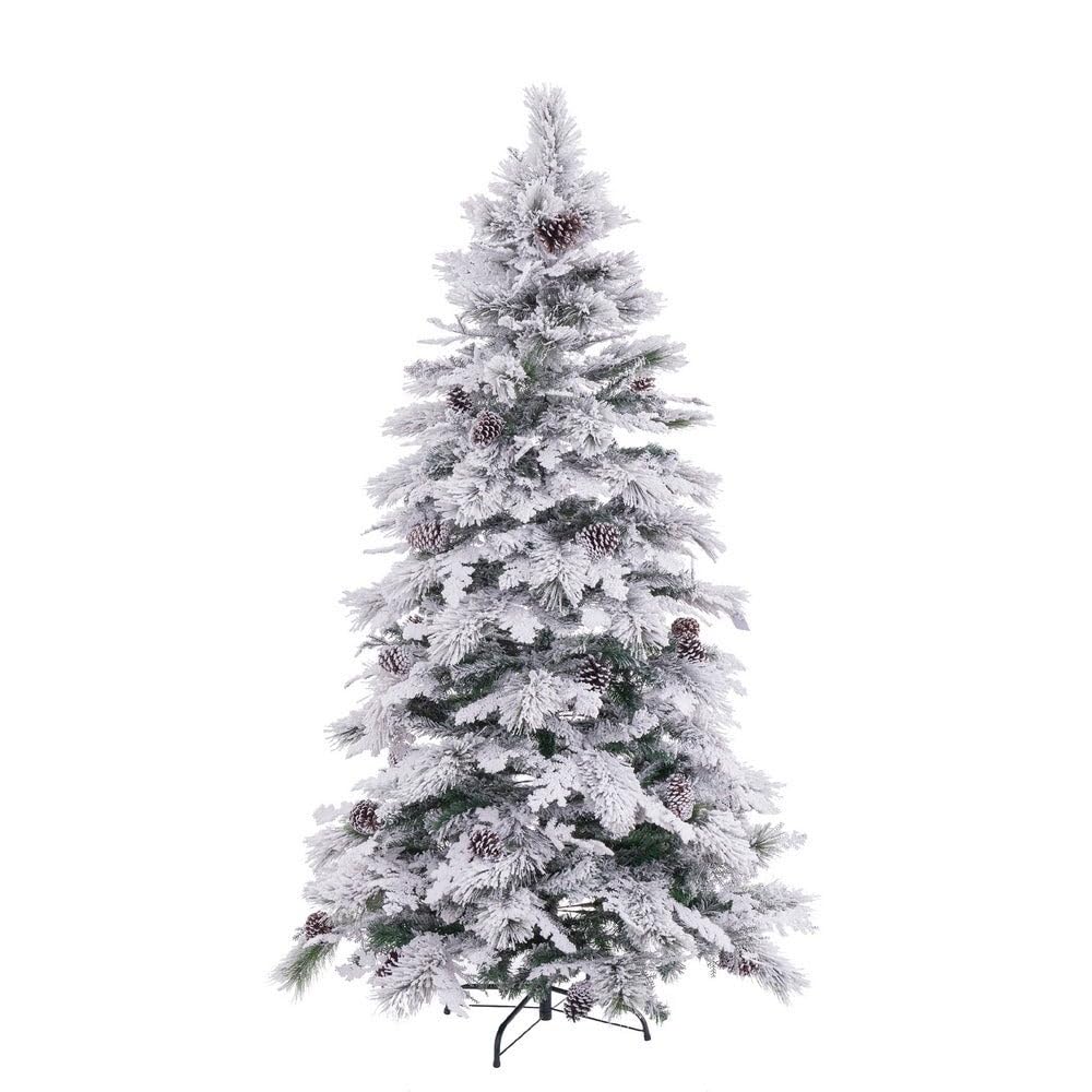 Árbol de Navidad artificial plegable nevado verde y blanco de 180 cm