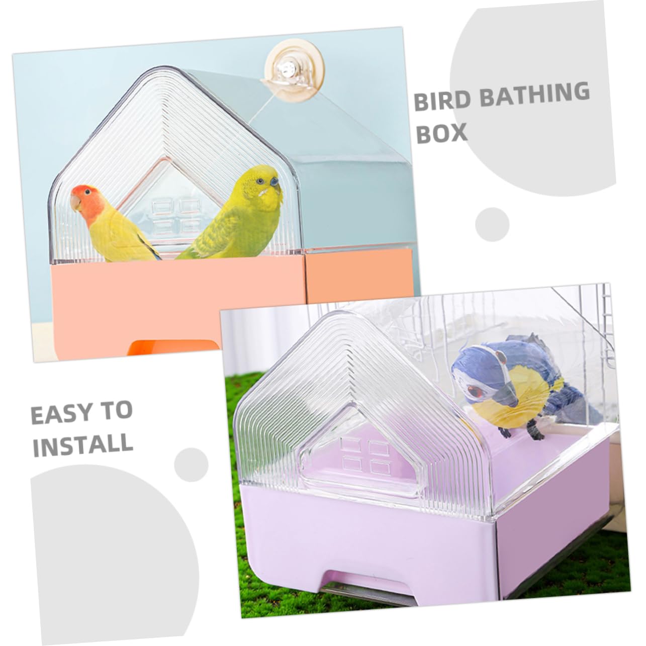 Supvox 2 Stück Vogelbadewanne zum Hängen Transparent mit Schublade Multifunktional als Vogelkäfig Duschbox für Sittiche Nymphensittiche und Kleine Papageien Baden und Füttern