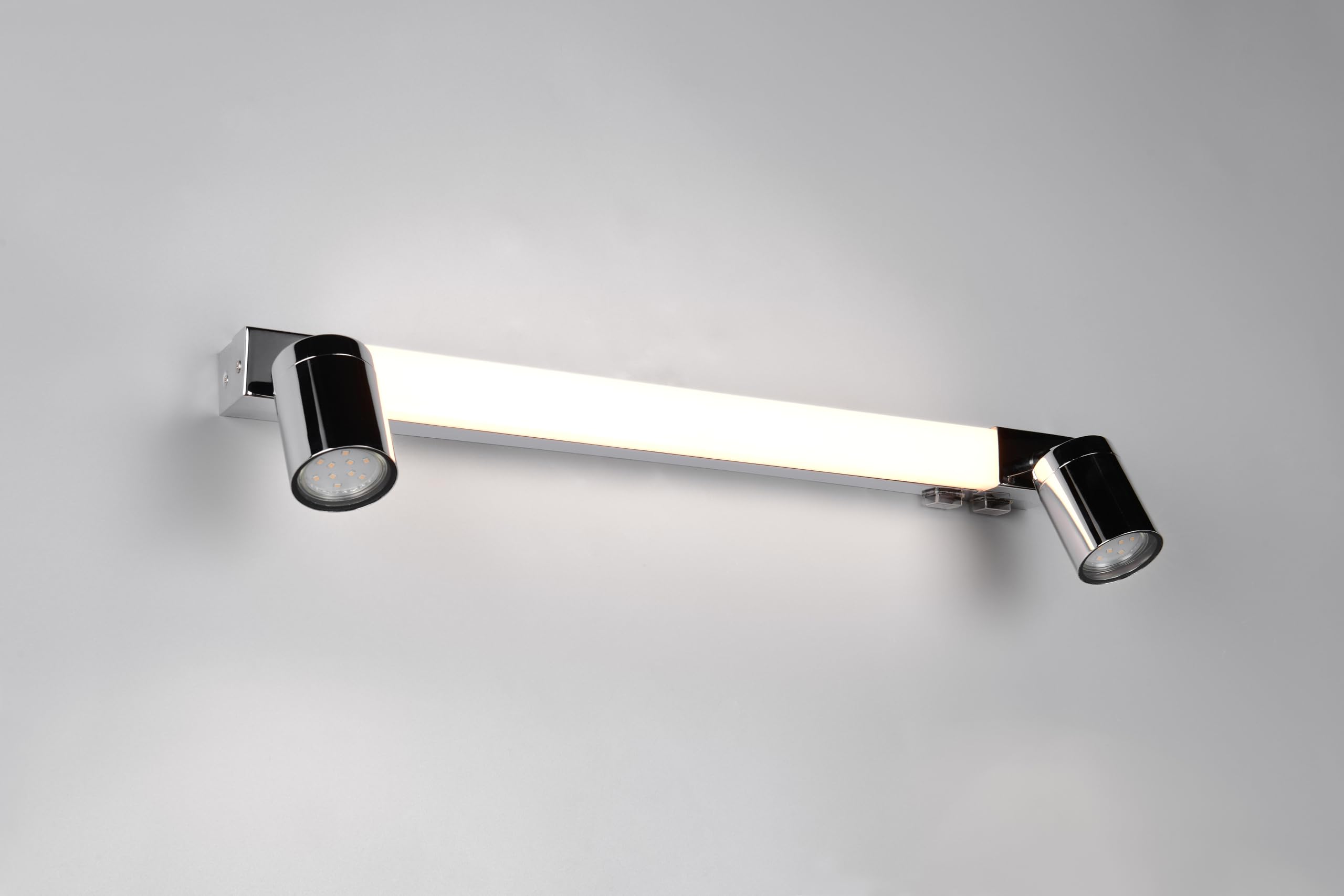 Trio Leuchten Aplique de baño LED ENRICO 281470306, metal cromado, 6,5 vatios LED, excl. 2x GU10, color de luz ajustable